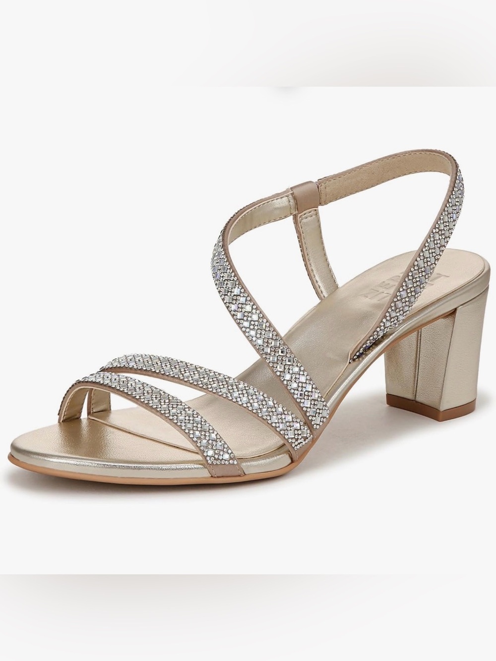 Naturalizer “Vanessa3” NWOB! Strappy Rhinestone Dress Sandals, Champagne, 7.5 M